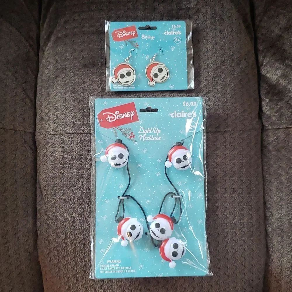 Nightmare Before Christmas Jack Skellington Light-Up Nklc and Pierced Earrings